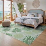 ODIKA Sage Green Washable Tropical Palm Leaf Rug - Low Pile Non-Slip Area Rug