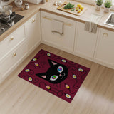 Rainbow-Eyed Black Cat Festive Area Rug