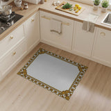 Ornate Gold Floral Baroque Frame Rug