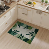 Green Abstract Leaf Area Rug
