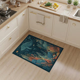 Teal Dolphin Coral Reef Underwater Area Rug