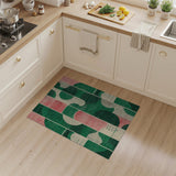 Green Pink Abstract Organic Shapes Rug