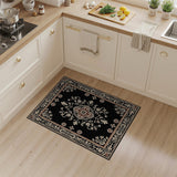 Black and White Elegant Black Persian Floral Medallion Rug