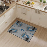 Blue Airplane Geometric Area Rug