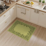 Vintage Green Leaf Border Area Rug