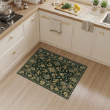 Emerald Green Persian Floral Area Rug with Gold Accents