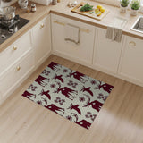 Festive Burgundy Reindeer Silhouette Area Rug