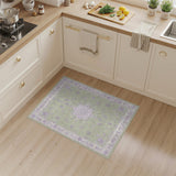 Green Purple Floral Vintage Area Rug