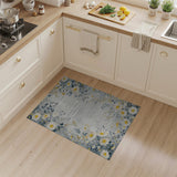 Vintage Grey Daisy Floral Area Rug