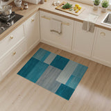 Geometric Modern Blue and Teal Teal Blue Geometric Block Area Rug