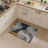 Gold Grey Abstract Geometric Area Rug