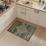 Distressed Grey Yellow Diamond Southwestern Area Rug