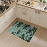 Teal Flowing Stream Mossy Rocks Area Rug