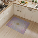 ODIKA Celestial Gold Starburst Washable Area Rug, Lavender Low Pile Non-Slip