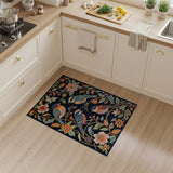 Whimsical Birds Blooms Navy Area Rug