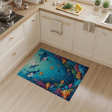 ODIKA Cartoon Ocean Shark & Clownfish Washable Area Rug - Low Pile Non-Slip Kids Playroom Decor