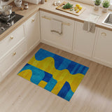 Vibrant Yellow Teal Abstract Geometric Area Rug