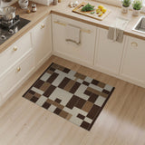 Modern Brown Tan Geometric Block Area Rug