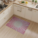 Vibrant Pink Sunburst Geometric Area Rug