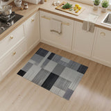 Geometric Block Black White Area Rug