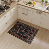 Intricate Red Floral Persian Rug on Black