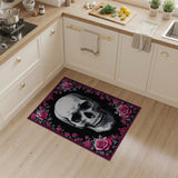 Gothic Skull with Pink Roses Area Rug