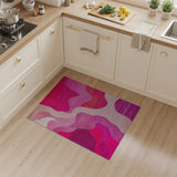 Abstract Area Vibrant Pink Wave Abstract Area Rug
