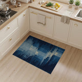 Blue Teal Waterfall Pine Geometric Rug
