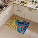 Radiant Sun Over Vibrant Ocean Waves Rug