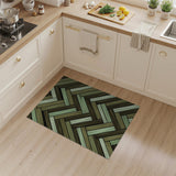Green Herringbone Woven Area Rug