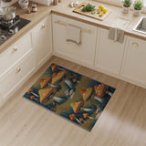 Whimsical Orange Mushroom Meadow Area Rug