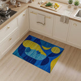 Blue Teal Abstract Face Geometric Area Rug