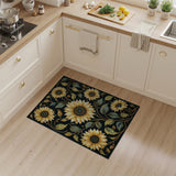 Vibrant Sunflower Floral Black Area Rug