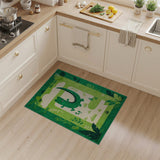 Playful Green Crocodile Kids Green Area Rug