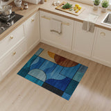 Teal Blue Abstract Geometric Area Rug