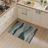 Abstract Green Wave Landscape Area Rug