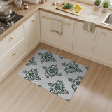 Elegant Green Damask Floral Floral Vintage Area Rug