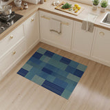 Blue Teal Patchwork Geometric Area Rug