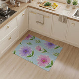 Purple Pink Watercolor Floral Pattern Area Rug