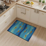 Wavy Ocean Fish Blue Area Rug
