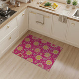 Pink Smiley Flower Kids Area Rug