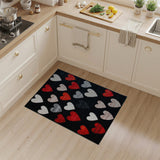 Pixel Hearts Mosaic Black Area Rug