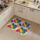 Vibrant Rainbow Paint Splatter Floral Rug