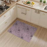 Pink Floral Sketch Line Art Area Rug