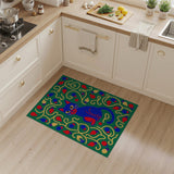 Whimsical Blue Cat with Colorful Light Bulbs Area Rug