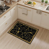 Black and Gold Organic Abstract Area Rug