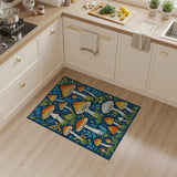 Boho Chic Multi-color and Patterns Whimsical Mushroom Meadow Area Rug