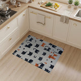 Playful Black Cat Kitten Area Rug