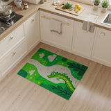 Green Kids Cartoon Playful Green Crocodile Kids Area Rug