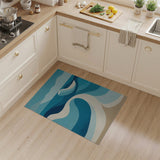 Abstract Ocean Waves Blue Teal Area Rug
